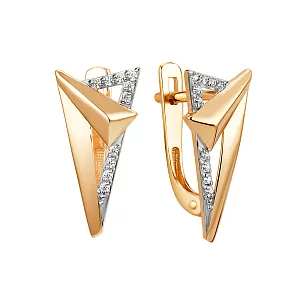 Серьги из красного золота с фианитами