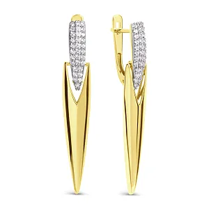 Серьги из желтого золота с фианитами