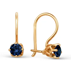 Серьги детские из красного золота с сапфирами