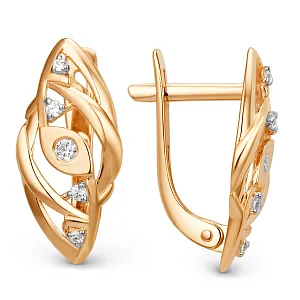 Серьги из красного золота с фианитами