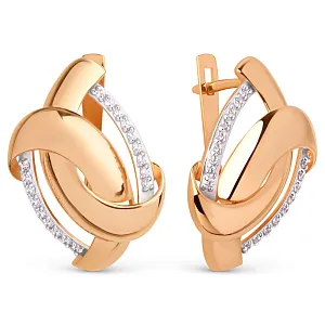 Серьги из красного золота с фианитами