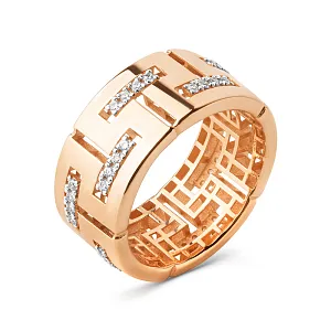 Кольцо из красного золота с фианитами