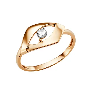 Кольцо из красного золота с фианитом