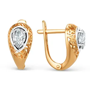 Серьги из красного золота с фианитами