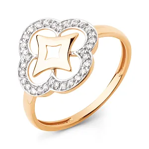 Кольцо из красного золота с фианитами