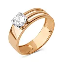 Кольцо из красного золота с фианитом