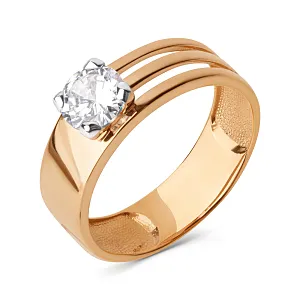 Кольцо из красного золота с фианитом