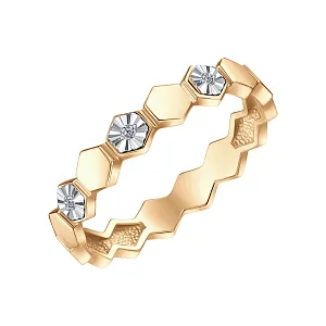 Кольцо из красного золота с бриллиантами