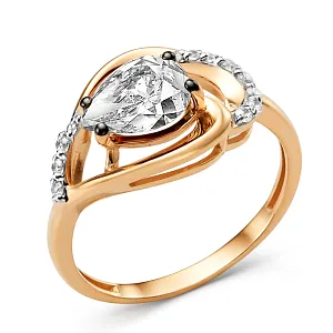 Кольцо из красного золота с фианитами