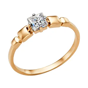 Кольцо из красного золота с фианитом