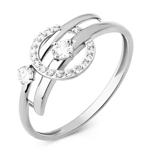 Кольцо из белого золота с фианитами