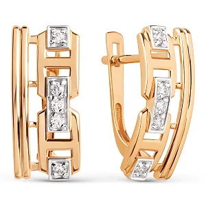 Серьги из красного золота с фианитами