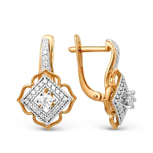 Серьги из красного золота с фианитами