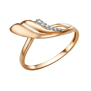 Кольцо из красного золота с фианитами