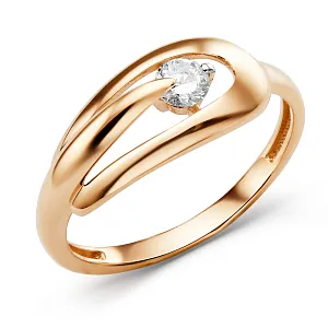 Кольцо из красного золота с фианитом