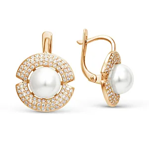 Серьги из красного золота с жемчугом