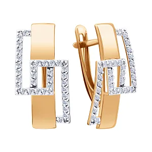 Серьги из красного золота с фианитами