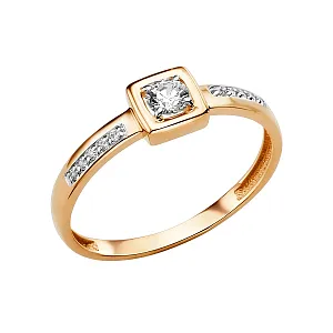 Кольцо из красного золота с фианитами