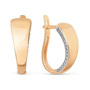 Серьги из красного золота с фианитами