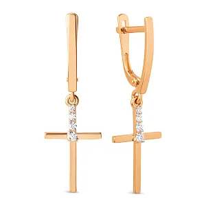 Серьги из красного золота с фианитами