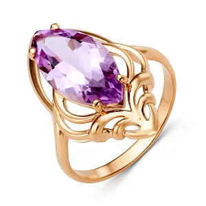 Кольцо из красного золота с аметистом