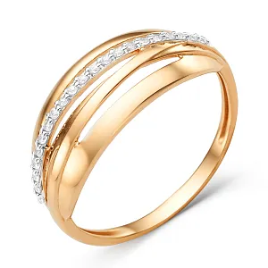 Кольцо из красного золота с фианитами