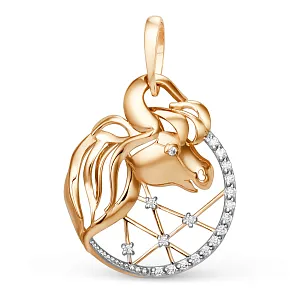 Подвеска из красного золота с фианитами