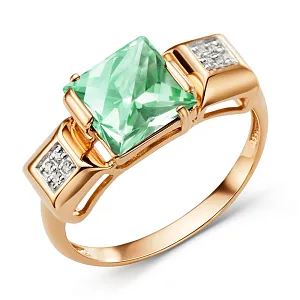 Кольцо из красного золота с хризолитом