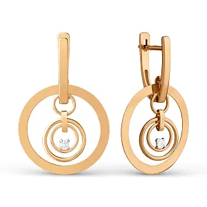 Серьги из красного золота с фианитами