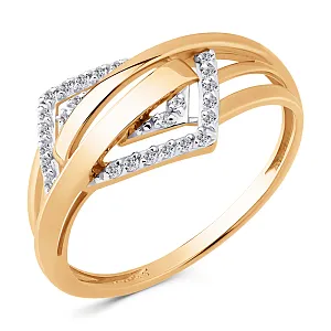 Кольцо из красного золота с фианитами