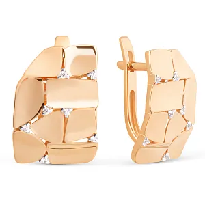 Серьги из красного золота с фианитами