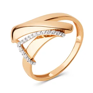 Кольцо из красного золота с фианитами