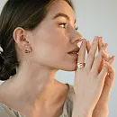 Серьги из красного золота с фианитами