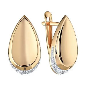 Серьги из красного золота с фианитами