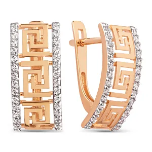 Серьги из красного золота с фианитами