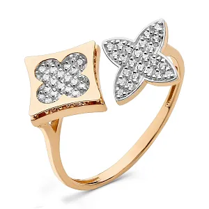 Кольцо из красного золота с фианитами