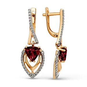 Серьги из красного золота с гранатами