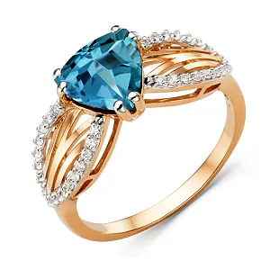 Кольцо из красного золота с лондон топазом