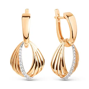 Серьги из красного золота с фианитами