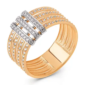 Кольцо из красного золота с фианитами