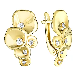 Серьги из желтого золота с бриллиантами