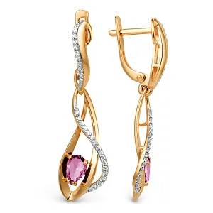 Серьги из красного золота с корундами