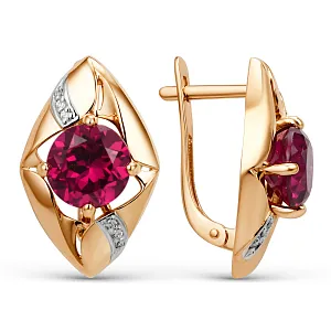 Серьги из красного золота с корундами