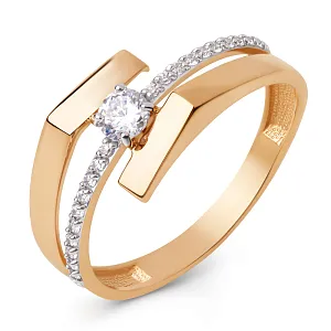 Кольцо из красного золота с фианитами