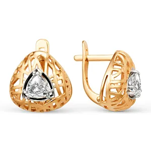 Серьги из красного золота с фианитами