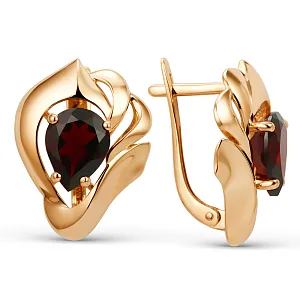 Серьги из красного золота с гранатами