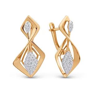 Серьги из красного золота с фианитами