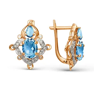 Серьги из красного золота с swiss топазами