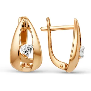 Серьги из красного золота с фианитами