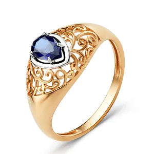 Кольцо из красного золота с корундом